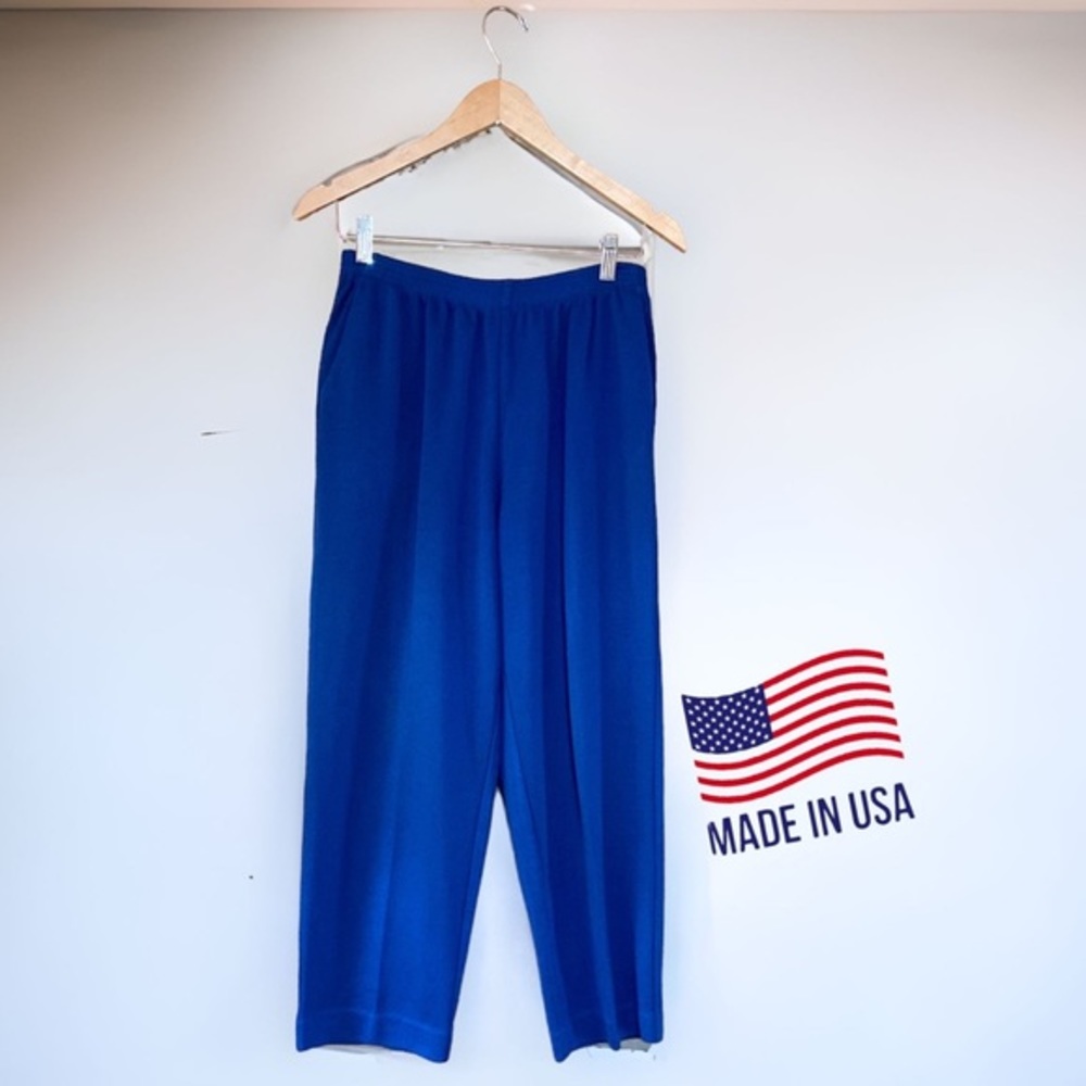 Vintage Alfred Dunner 12P Blue Pull On Pants Petite Made USA Elastic Waist